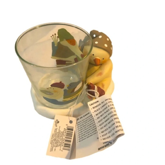 5/$25 Russ Peace In The Meadow  Votive Holder Snowman With Red Robin Vintage Box - Picture 1 of 8
